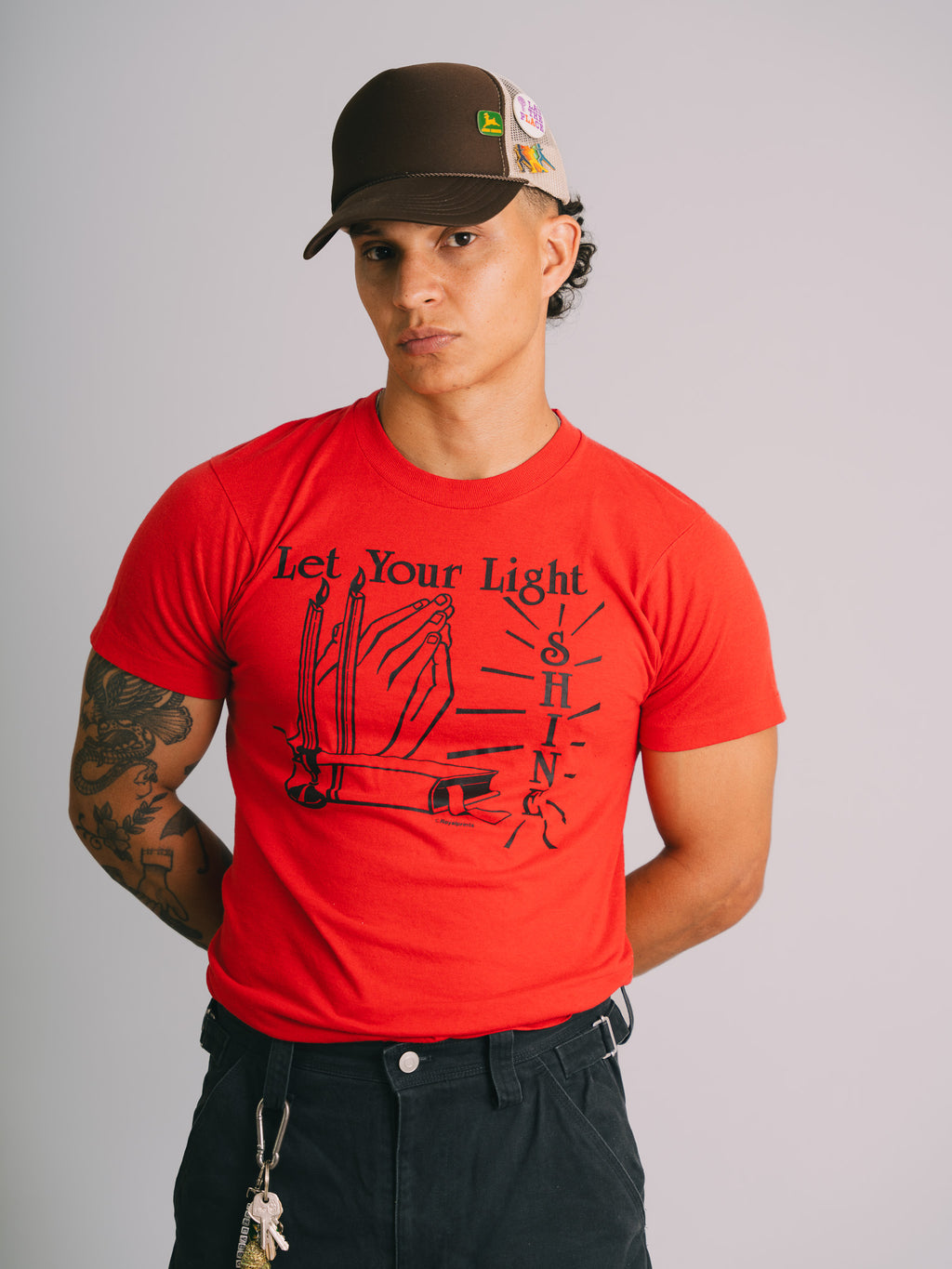 CAMISETA VINTAGE 80`s "LET YOUR LIGHT SHINE" - MADE IN USA