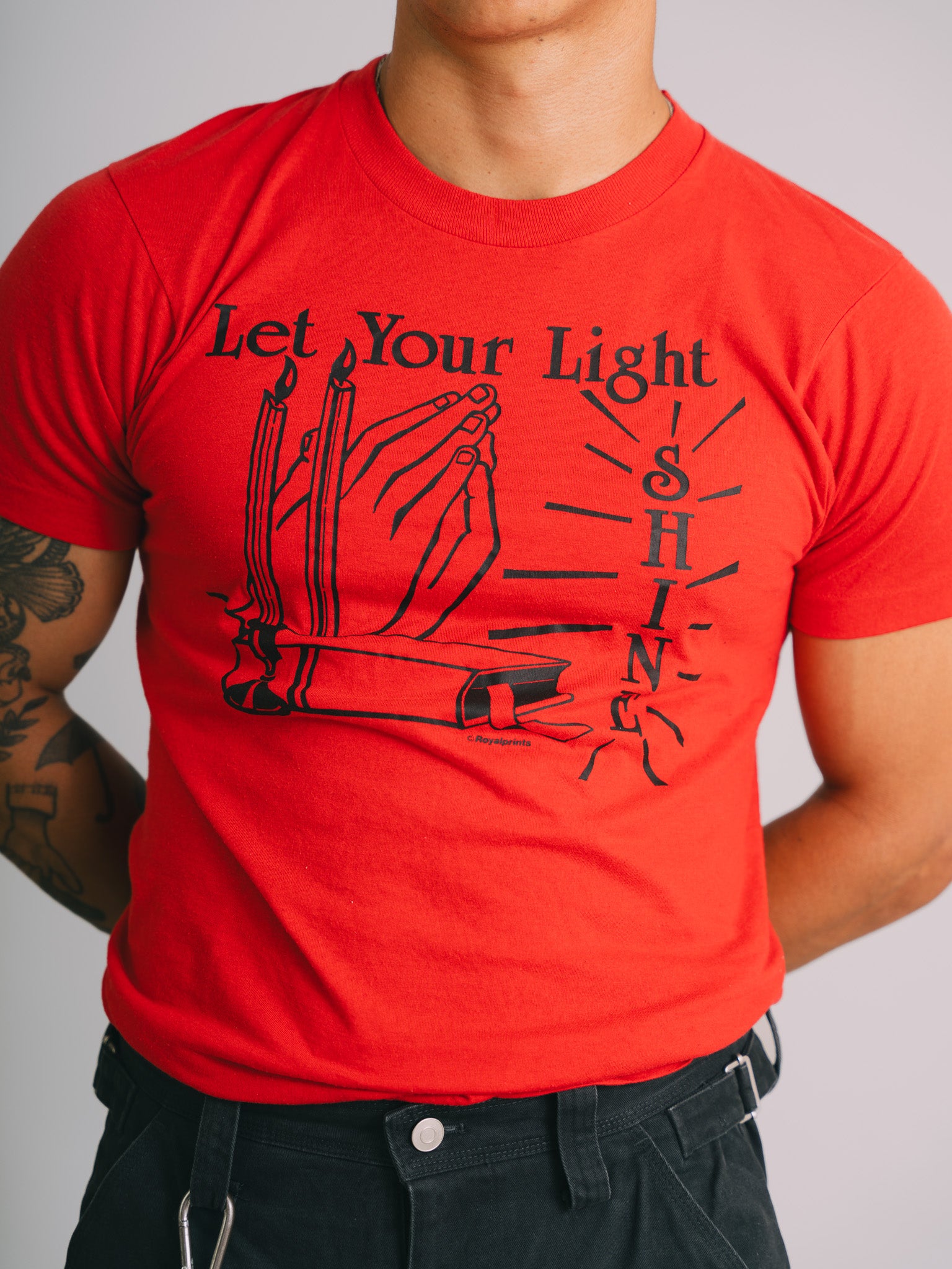 CAMISETA VINTAGE 80`s "LET YOUR LIGHT SHINE" - MADE IN USA