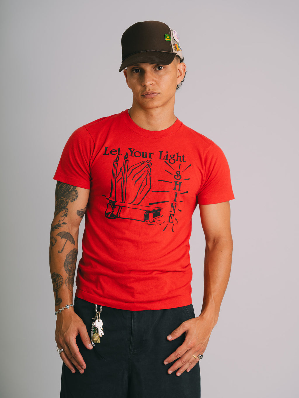 CAMISETA VINTAGE 80`s "LET YOUR LIGHT SHINE" - MADE IN USA